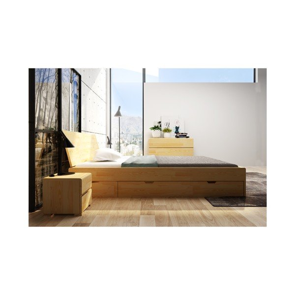 Dvojlôžková posteľ z borovicového dreva so zásuvkou SKANDICA Vestre Maxi, 140 × 200 cm-image-4
