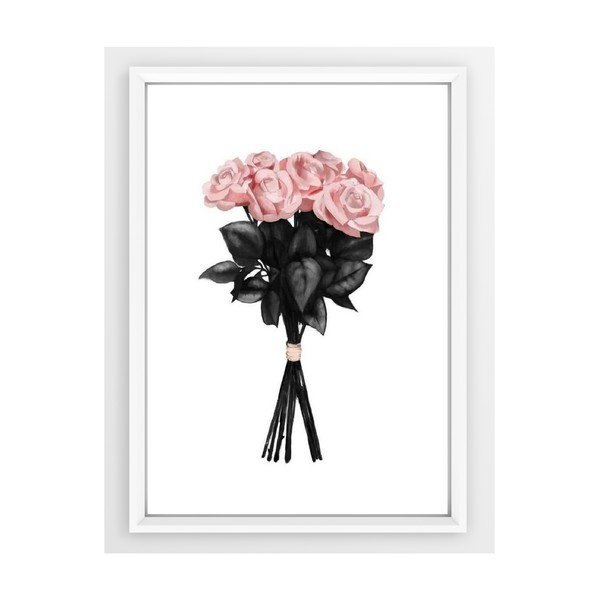 Plagát v bielom ráme Piacenza Art Pink Rose, 33,5 x 23,5 cm