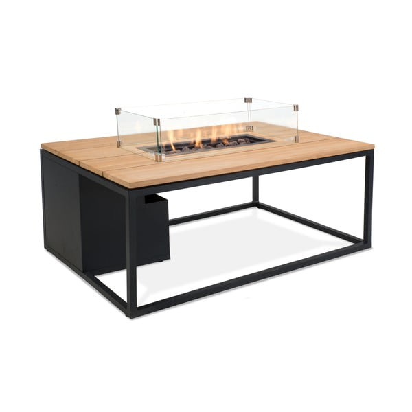 Čierny záhradný stôl s doskou z tíkového dreva s ohniskom COSI Cosiloft, 120 x 80 cm-image-2