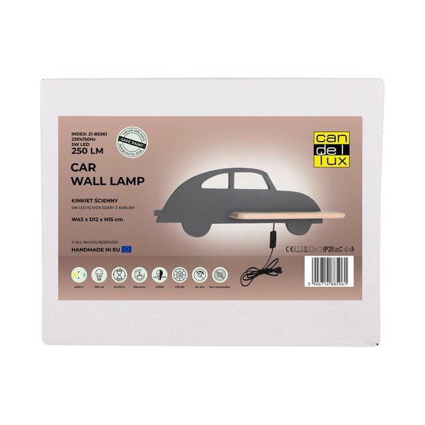 Sivé detské svietidlo Car - Candellux Lighting-image-2