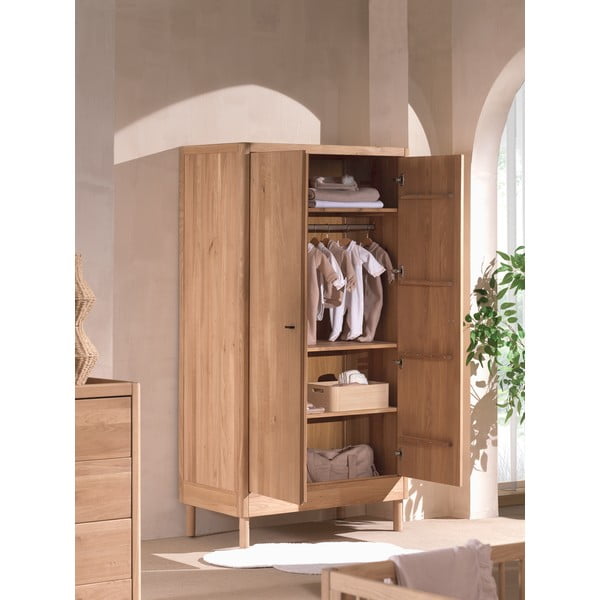 Detská šatníková skriňa z dubového dreva v prírodnej farbe 100x190x55 cm Forrest – Vipack-image-4