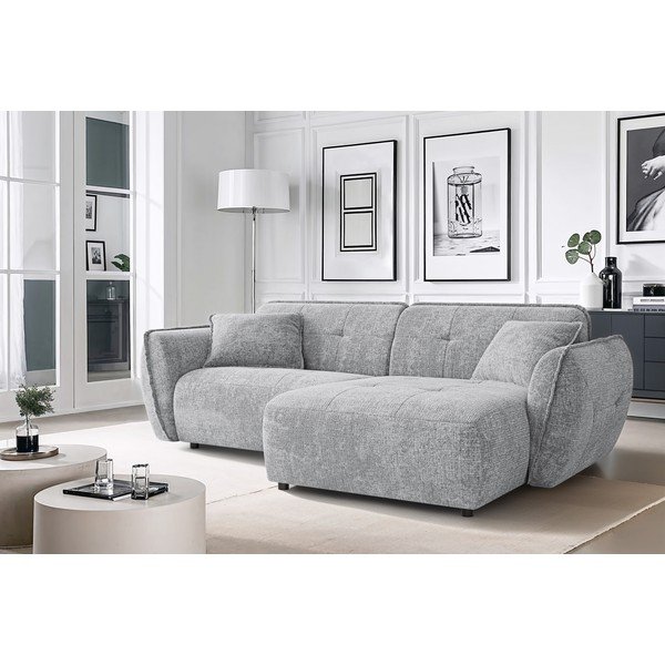 Svetlosivá ženilková rohová pohovka (pravý roh/s leňoškou) Nelia – Ropez-image-1