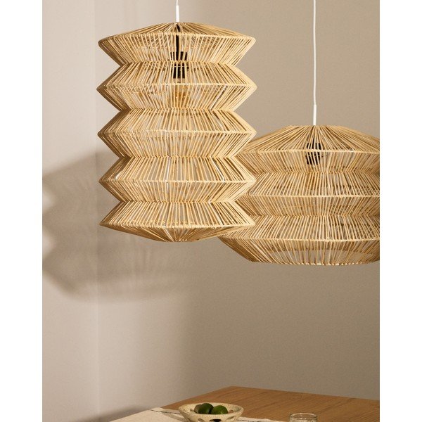 Závesné svietidlo v prírodnej farbe s ratanovým tienidlom Dakit – Kave Home-image-3