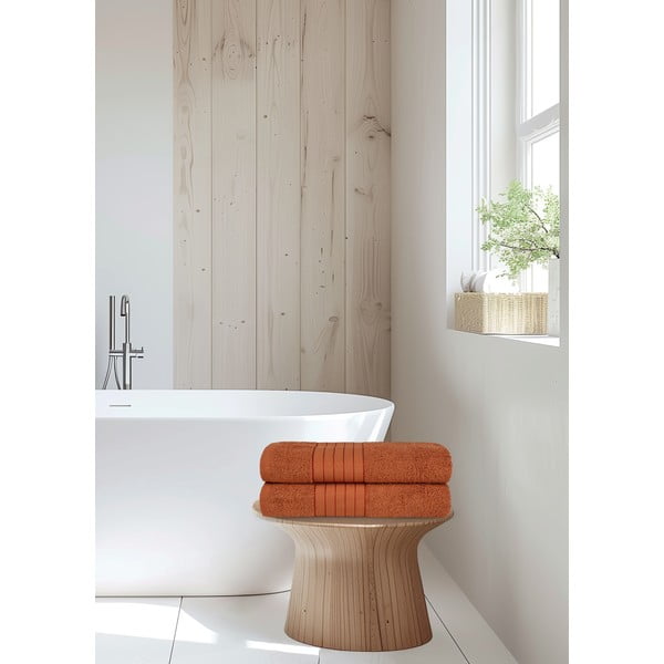 Froté bavlnené osušky v tehlovej farbe v súprave 2 ks 70x140 cm – Good Morning-image-1