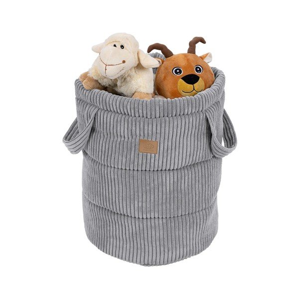 Sivý látkový detský kôš na hračky ø 39x50 cm – Meowbaby-image-1