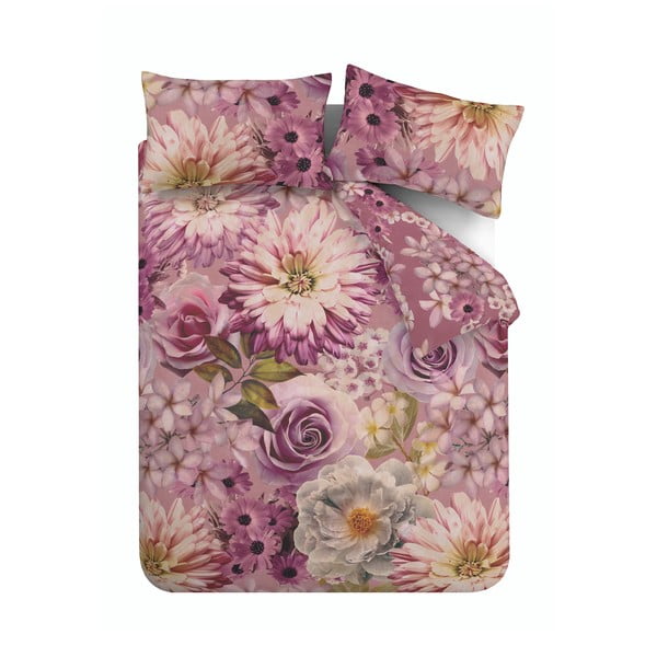 Ružové obliečky na dvojlôžko/predĺžené 230x220 cm Rosemoor Floral – RHS