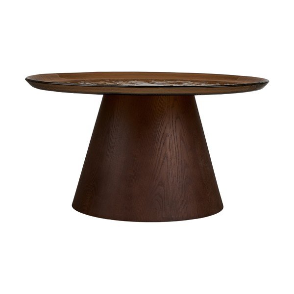 Tmavohnedý okrúhly konferenčný stolík so sklenenou doskou ø 80 cm Orvieto – House Nordic-image-3