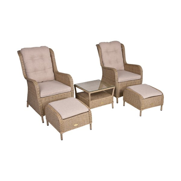 Svetlohnedý záhradný lounge set z umelého ratanu pre 2 Valencia – Garden Pleasure
