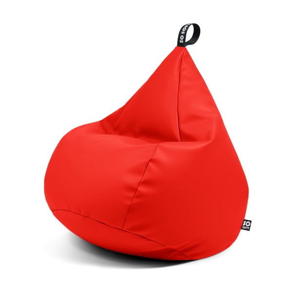 Červený sedací vak z imitácie kože Drop XL – So Soft?