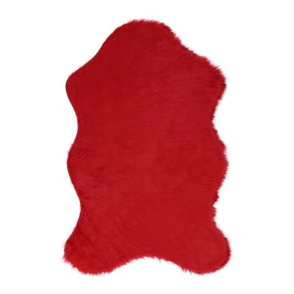 Červený koberec z umelej kožušiny Pelus Red, 60 × 90 cm