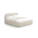 Krémovobiela čalúnená dvojlôžková posteľ s úložným priestorom s roštom 200x200 cm Juno – Windsor & Co Sofas