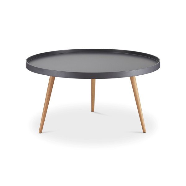 Sivý konferenčný stolík s nohami z bukového dreva Furnhouse Opus, Ø 90 cm-image-2