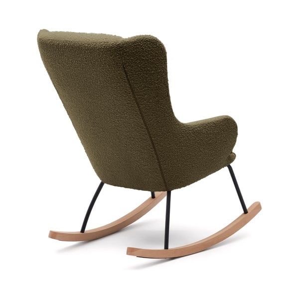 Zelené hojdacie kreslo z textílie bouclé Maustin – Kave Home-image-2