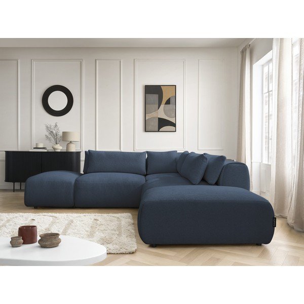 Modrá polohovacia modulárna rohová pohovka Jana – Bobochic Paris-image-1