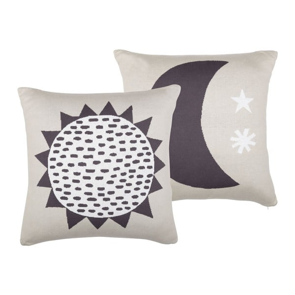 Detský sivý bavlnený vankúš Södahl Sun & Moon, 50 x 50 cm-image-1