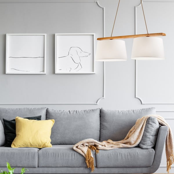 Hnedé závesné svietidlo s textilným tienidlom ø 35 cm Aida – LAMKUR-image-1