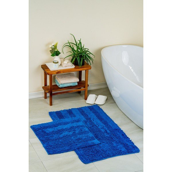 Tmavomodré kúpeľňové predložky v súprave 2 ks 60x100 cm Luxury Softy – Foutastic-image-1