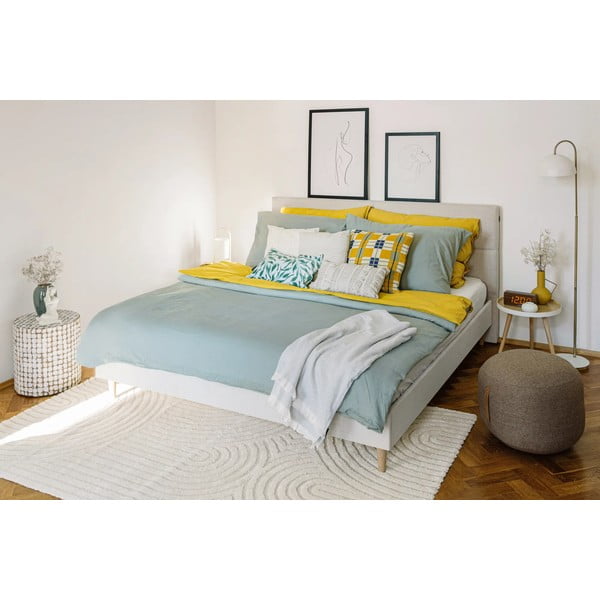 Béžová dvojlôžková posteľ Bobochic Paris Elyna Light, 180 x 200 cm-image-1