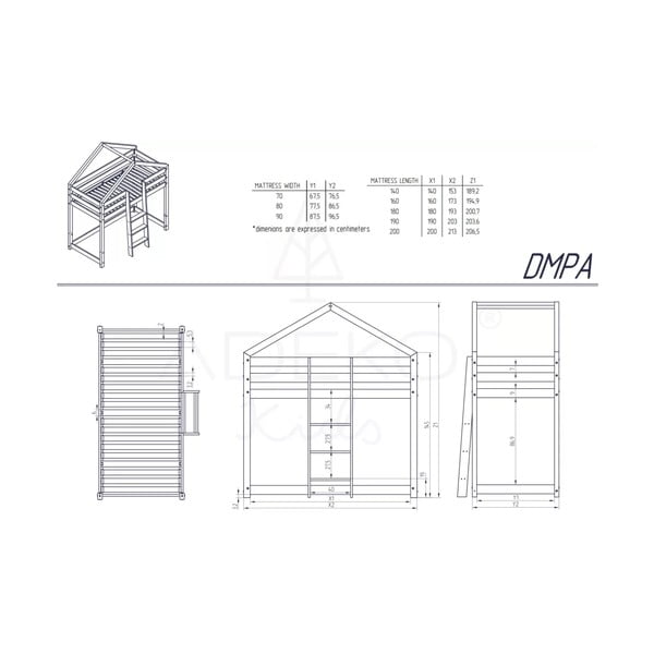 Domčeková poschodová posteľ z borovicového dreva Adeko Mila DMPA, 80 × 180 cm-image-3