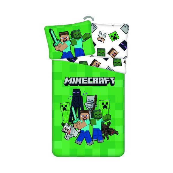 Zelená detská obliečka na jednolôžko z mikrovlákna 140x200 cm Minecraft Block Stack – Jerry Fabrics