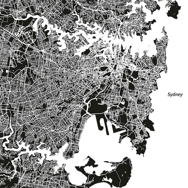 Obraz Homemania Maps Sydney, 60 × 60 cm