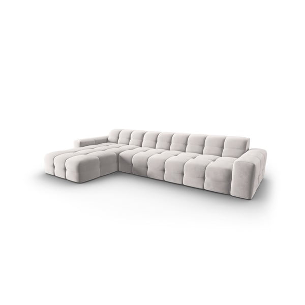 Svetlosivá zamatová rohová pohovka (ľavý roh) Kendal - Micadoni Home-image-3