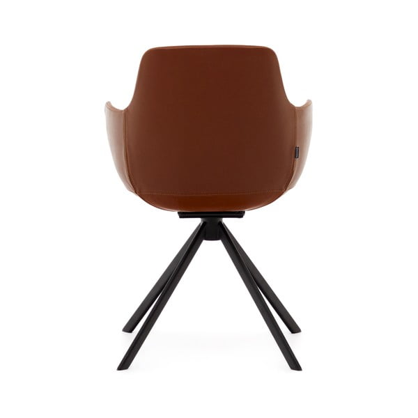 Koňakovohnedé čalúnené jedálenské kreslá v súprave s podrúčkami 2 ks Tissiana – Kave Home-image-1