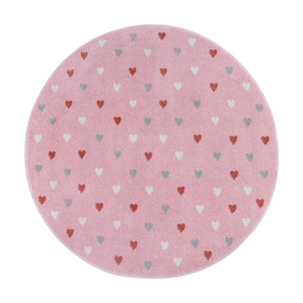 Ružový detský koberec ø 140 cm Little Hearts – Hanse Home