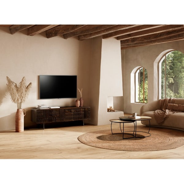 Tmavohnedý TV stolík z mangového dreva 145x48x40 cm Kalai – MOME-image-1