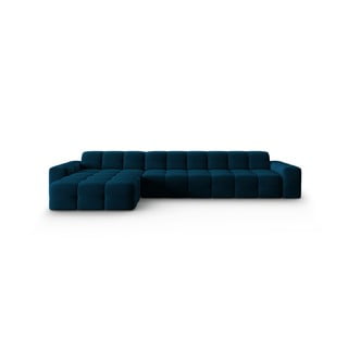 Tmavomodrá zamatová rohová pohovka (ľavý roh) Kendal - Micadoni Home