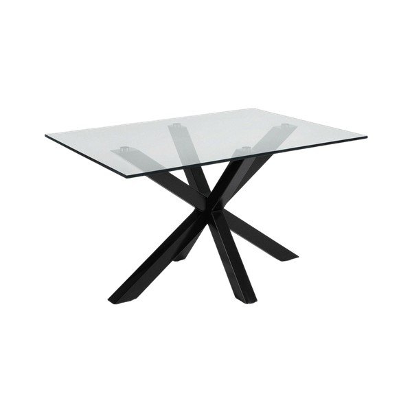Čierny konferenčný stolík so sklenenou doskou 70x130 cm Argo – Kave Home-image-4