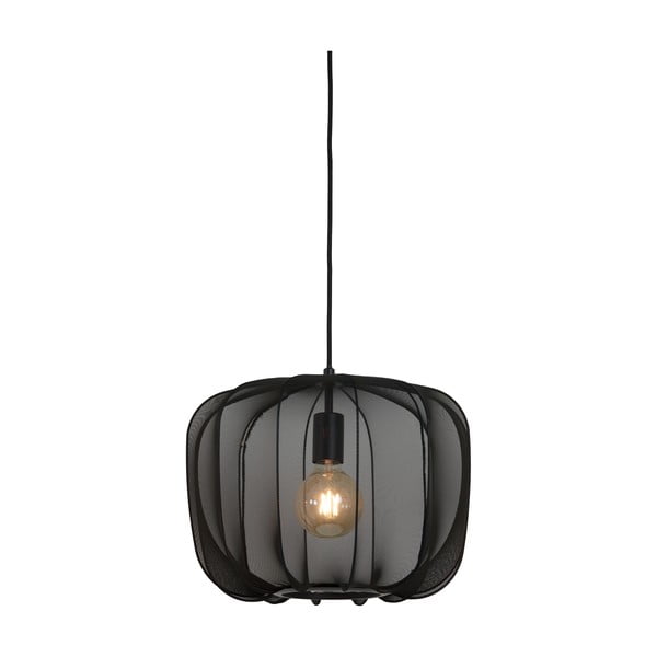 Čierne závesné svietidlo s textilným tienidlom ø 40 cm Plumeria – Light & Living-image-2