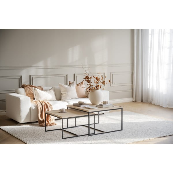 Konferenčný stolík s doskou z dubového dreva v prírodnej farbe ø 70 cm Deerfield – Rowico-image-4