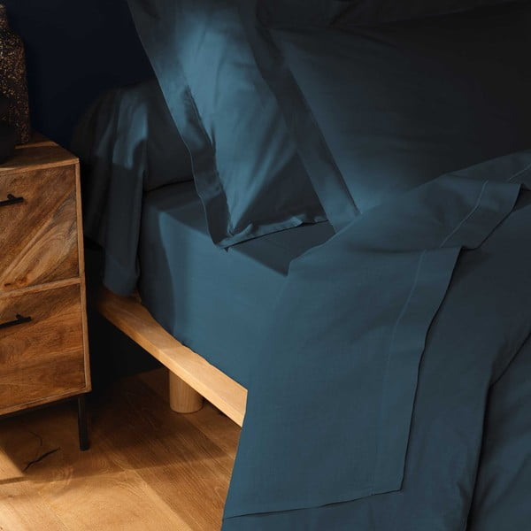 Modrá napínacia bavlnená plachta 160x200 cm Lina – douceur d'intérieur-image-2