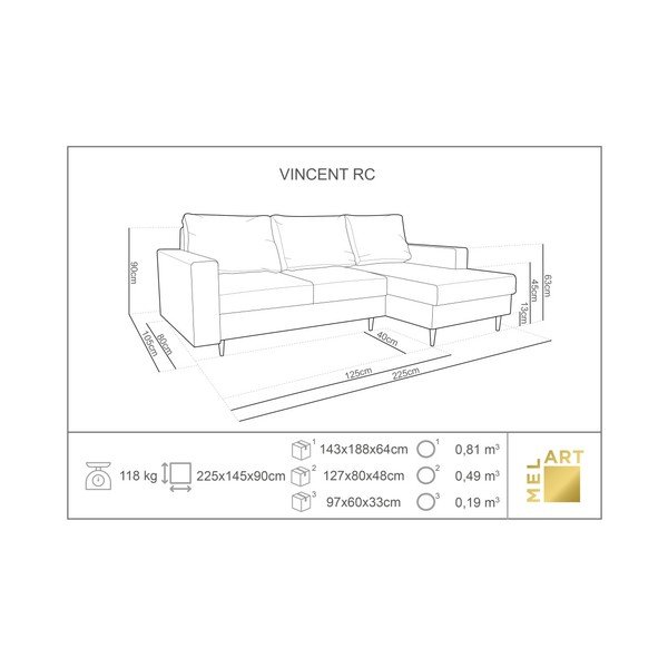 Čierna rohová rozkladacia pohovka s leňoškou na pravej strane Mazzini Sofas Iris-image-1