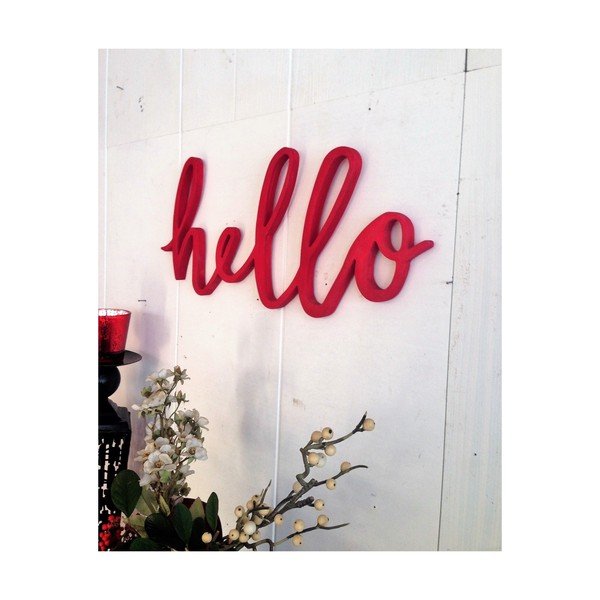 Červená nástenná dekorácia Hello-image-1