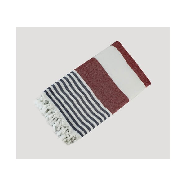 Červeno-modro-biela ručne tkaná osuška z prémiovej bavlny Homemania Turkish Hammam, 90 × 180 cm