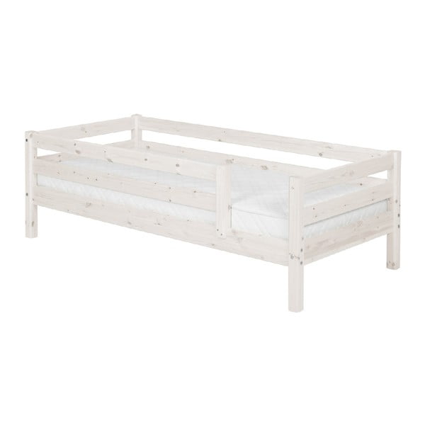 Biela detská posteľ z borovicového dreva s 3/4 lištami Flexa Classic, 90 × 200 cm