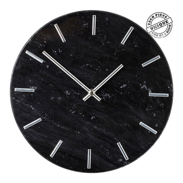 Čierne nástenné hodiny v efekte mramoru Kare Design Desire