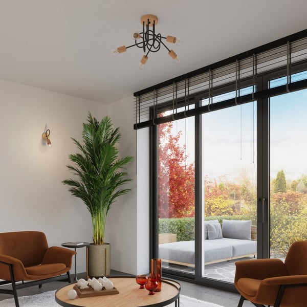 Stropné svietidlo v čierno-prírodnej farbe 15x61 cm Tumber – Sollux-image-3