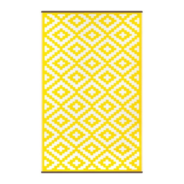 Žlto-biely obojstranný koberec vhodný aj do exteriéru Green Decore Panaca, 150 × 240 cm