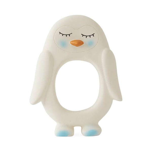 Biele hryzadlo pre deti z prírodnej gumy OYOY Penguin