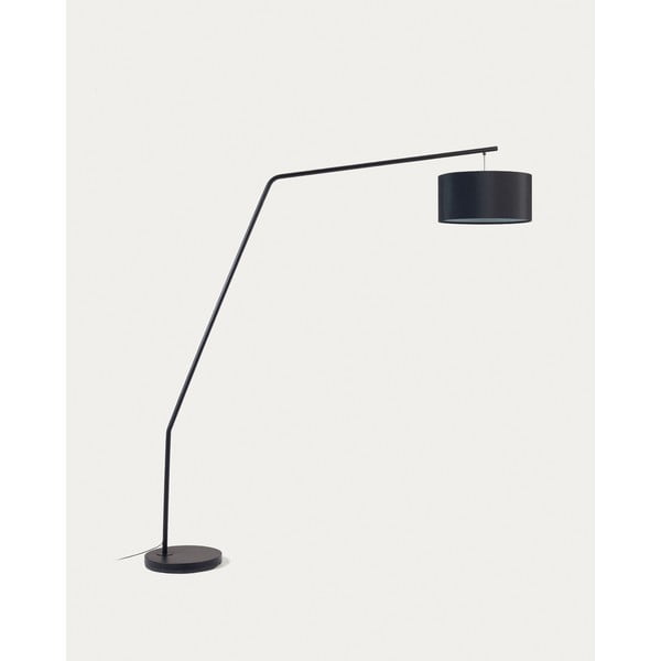 Čierna stojacia lampa s textilným tienidlom (výška 221,5 cm) Ciana – Kave Home-image-3