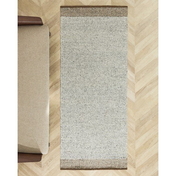 Béžový obojstranný/ručne tkaný vlnený behúň 80x200 cm Nifelia – Kave Home-image-1