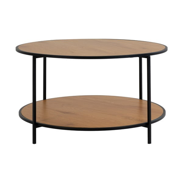 Okrúhly konferenčný stolík s doskou v dubovom dekore v prírodnej farbe ø 80 cm Vita – House Nordic-image-2