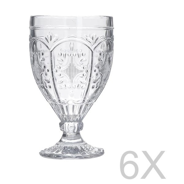 Sada 6 sklenených transparentných pohárov InArt Glamour Beverage Foot