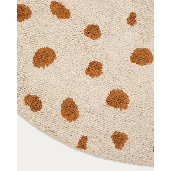 Krémový prateľný/ručne tkaný bavlnený detský koberec ø100 cm Tandani – Kave Home-image-4