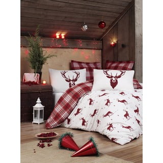 Obliečky s plachtou s prímesou bavlny na dvojlôžko Mijolnir Geyik Claret Red, 200 × 220 cm