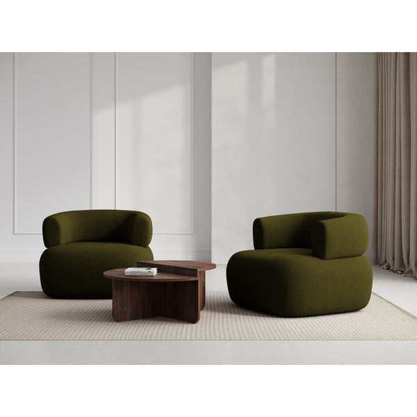 Zelené kreslo z textílie bouclé Jenny – Micadoni Home-image-1