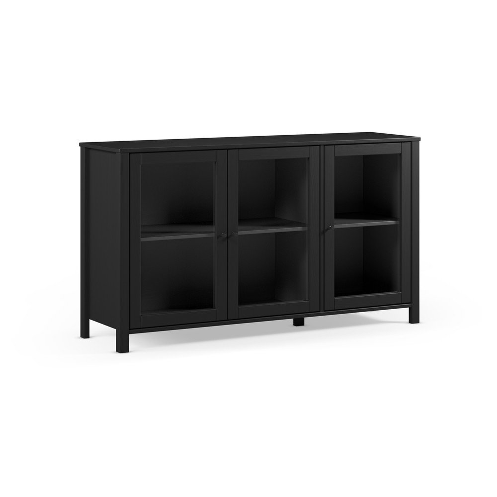 E-shop Čierna vitrína z borovicového dreva 142x80x40 cm Alessandra – Marckeric
